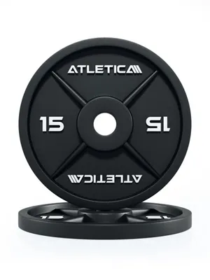 Produktbild von ATLETICA Iron Plates | 2 x 15kg | Paar | Gusseisen Hantelscheiben | Ø 50 mm | Rostresistente Lackierung