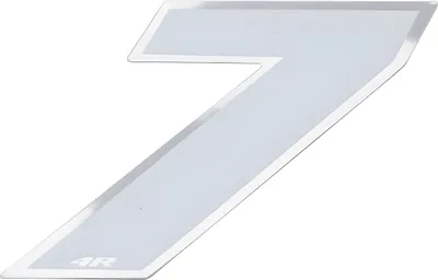 Obrázek produktu pro Samolepka s číslem 7, bílá, s chromovaným rámečkem, rozměry 65 x 85 mm, pro Yamaha Aerox 50