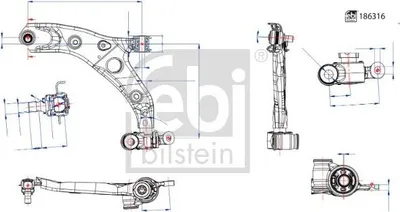 Produktbild von FEBI BILSTEIN 186316 Querlenker Vorne Links für MAZDA CX-5 (KE, GH) 6 Kombi (GJ, GL) 6 Limousine (GJ, GL) 6 Kasten / Kombi (GJ) CX-5 Van (KE)