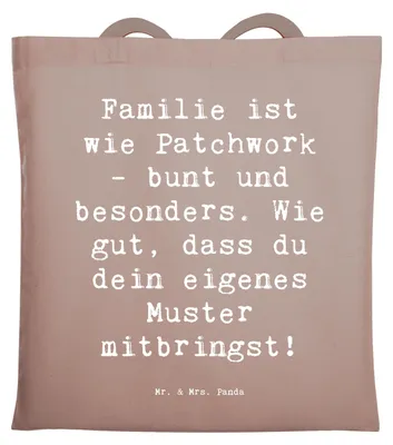 Produktbild von Mr. & Mrs. Panda Tote Bag Spruch Adoptivkind Patchworkfamilie - Braun Pastell - Geschenk, Liebe, Vielfalt, Tasche, Familienbande, schulterbeutel, Büchertasche, Shopping