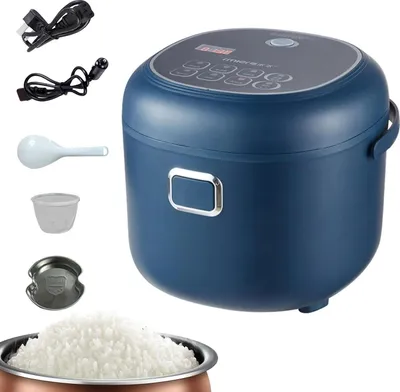 Produktbild von Reiskocher & Dampfgarer - Mini 2 l - Digitaler Timer & LCD - Antihaft-Innentopf - 3D-Erwärmung - EU-Stecker - Blau
