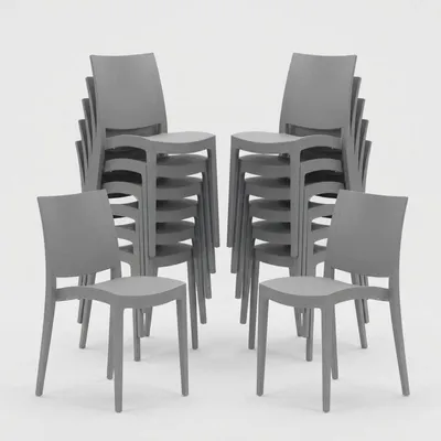 Produktbild von 24er Set Trieste Grand Soleil Polypropylen Stühle für Restaurant - Grau