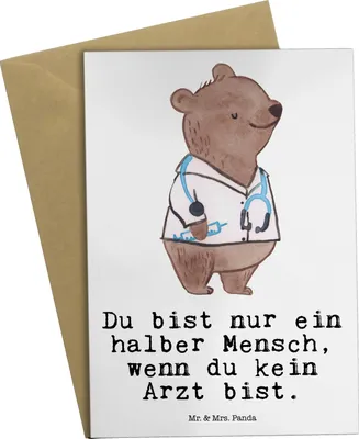 Produktbild von Mr. & Mrs. Panda Grußkarte Arzt Herz - Weiß - Geschenk, dankeskarten, Arztpraxis, Mediziner, einladungskarten, weihnachtskarten, Grußkarten, Krankenhaus, Klappkarte