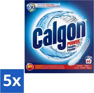 Produktbild von Calgon – Waschmaschinenreiniger-Pulver – 3-in-1 Power Anti-Kalk – 60 Dosen - Vorteilspack - 5 Stücke