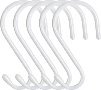 Obrázok produktu pre S-háčiky z potiahnutého kovu, 14 cm, 5 kusov, nosnosť do 30 kg, vhodné do kuchyne a kúpeľne