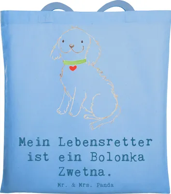 Produktbild von Mr. & Mrs. Panda Jutebeutel Bolonka Zwetna Lebensretter - Sky Blue - Geschenk, Tote Bag, Tasche, Laptoptasche, Schultasche, Tsvetnaya, Einkaufstasche