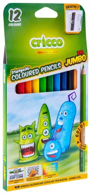 Produktbild von Cricco Dicke Dreikant-Buntstifte 12 Farben Kinder