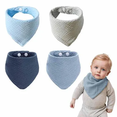 Produktbild von Weiche, saugfähige Baby-Halsdoeken, 4er-Pack, dreieckig, verstellbar