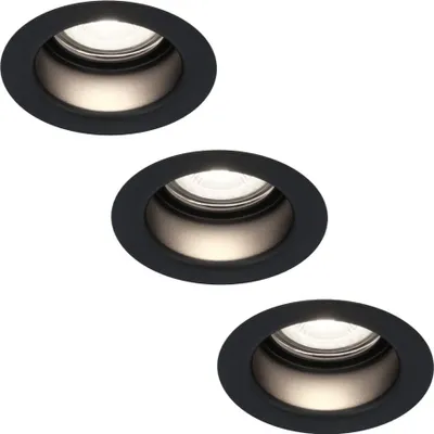 Image de HOFTRONIC - Spot LED encastrable plat 3,8W 270lm 6000K IP65 Noir 3 pièces