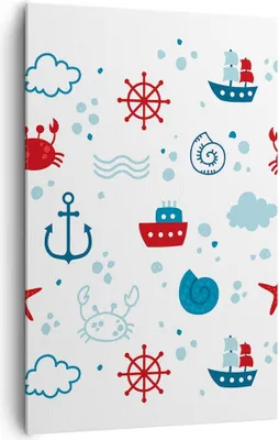 Produktbild von Bild auf Leinwand - Leinwandbild - Einteilig - Meer Boot Anker Schiff - 80x120cm - Wand Bild - Wanddeko - Wandbilder - Leinwanddruck - Wanddekoration - Leinwand bilder - Wandbild - PA80x120-2889