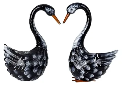 Produktbild von 2er Set Schwan Schwäne Tierfigur 41cm Metall stehend Dekofigur Deko Haus Garten