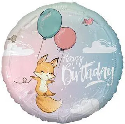 Produktbild von Folienballon, Happy Birthday Fuchs, 46 cm