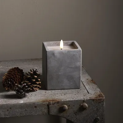 Zdjęcie produktu dla Świeca Led woskowa FLAMME CEM cementowa obudowa 11,5cm