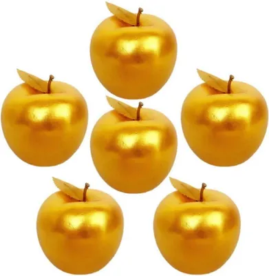 Image de Pommes artificielles dorées pour décoration de sapin de Noël, lot de 6, 7x8 cm