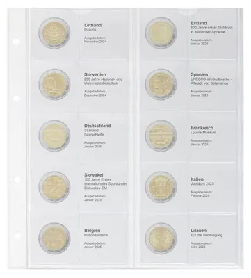 Produktbild von Lindner 1118-42 Vordruckblatt karat für 2 Euro-Gedenkmünzen: Lettland 2024 - Litauen 2025