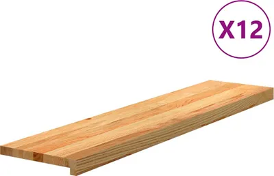 Produktbild von (NEU 2026) Treppenstufen 12 Stk., Hellbraun 110x30x2 cm - Massivholz Eiche - Stufenmatten - 69 kg