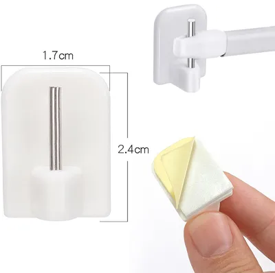Produktbild von 10 x Gardinenhaken Selbstklebend, Selbstklebend Haken, Klebehaken für Gardinenstangen Vitragestangen Gardinenhalter Vorhänge, Dekohaken