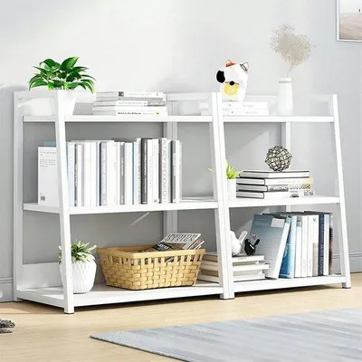 Produktbild von Famanu Offenes Bücherregal mit 3 Regalen - Weiß, Metall und Holz