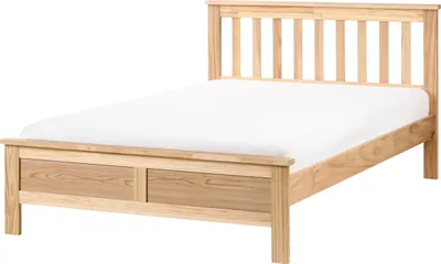 Produktbild von BELIANI Bett Hellbraun Kiefernholz mit Lattenrost 120 x 200 cm Hohes Kopfteil Doppelbett Klassisch Skandinavisch Schlafzimmer Ausstattung Möbel