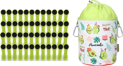 Produktbild von 48 Wäscheklammern mit Softgrip Grün Anthrazit und 1 bellaCott Wäscheklammerbeutel Avocado