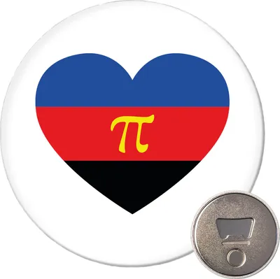 Produktbild von Huuraa Magnet Pi-Polyamorie Pride Flagge LGBTQ Herz 59mm Kühlschrankmagnet rund Flaschenöffner Geschenkidee