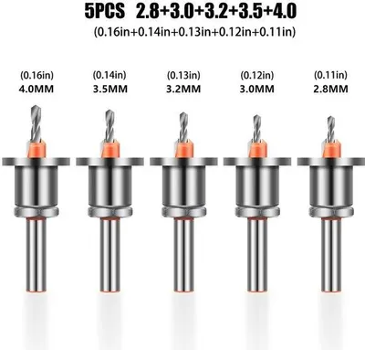 Produktbild von 5-teilig-Sets mit 8 mm verzinken Bohrer mit Stopp, Aluminiumkopf-Bohrer, Kegelbohrer, Holzbohrer und Schraubenbohrer