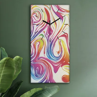 Produktbild von Wohnzimmer Leinwand Uhr Geräuschlos Küche 30x60 Farbig, Mosaik, Abstrakt, schwarze Zeiger