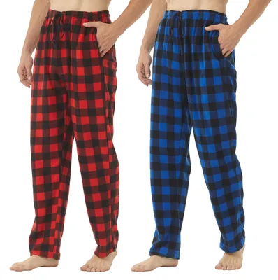 Productafbeelding van Herren fleece pyjamabroek, geruit, loungepantalon met zakken, 2-3 stuks