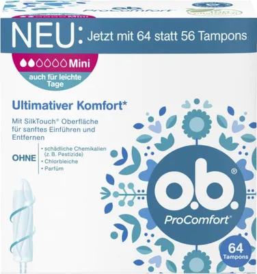 Immagine prodotto di o.b. 4746757000 o.b. Tampons ProComfort Mini Größe mini für leichte Periode, 64 St.