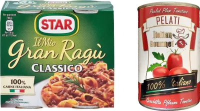 Produktbild von Il Mio Gran Ragù Star Classico tomatensauce 2x180g sauce + 1x Italian Gourmet 100% italienische geschälte Tomaten dosen 400g