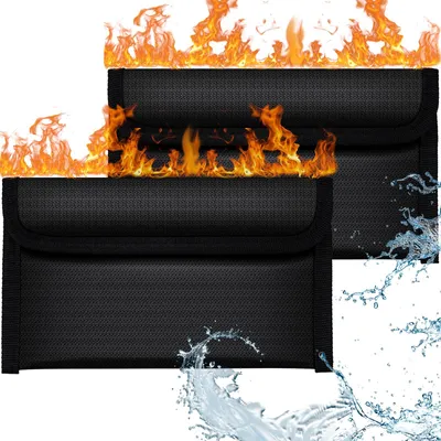 Produktbild von Feuerfeste Tasche, 2 Stück, 20,2 x 11,8 cm, wasserabweisend, für Dokumente und Wertsachen.