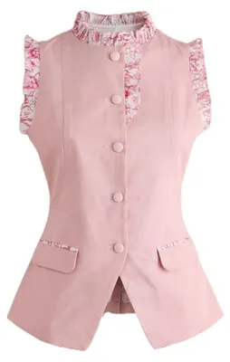 Productafbeelding van Cath Kidston - Damesvest, met ruches aan de hals, katoen, model CT279 (maat 44 EU) (roze)