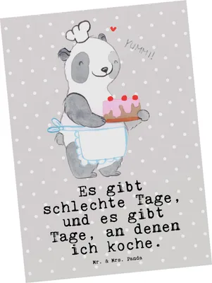 Produktbild von Mr. & Mrs. Panda Postkarte Bär Kochen - Grau Pastell - Geschenk, Postkarten, Hobbyköchin, Hobbykoch, Grußkarte, bildkarte, Ansichtskarten, Ansichtskarte