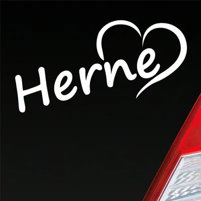 Produktbild von Auto Aufkleber Herne Herz Stadt City Liebe Love Heimat 18x8 cm Weiss Glanz Sticker Heckscheibenaufkleber