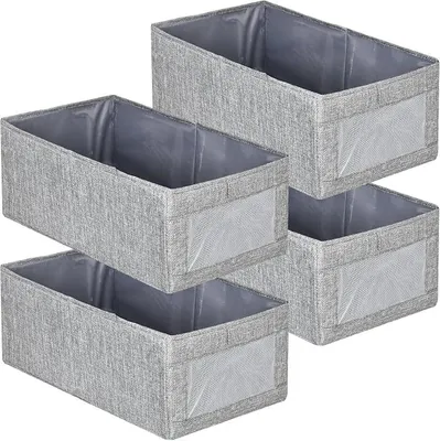 Produktbild von PolkaHome® Aufbewahrungsboxen, 4er-Set, Wäsche-Organizer, Schubladen-Organizer, ohne Trennwände, faltbare Kleiderschrank-Organizer mit