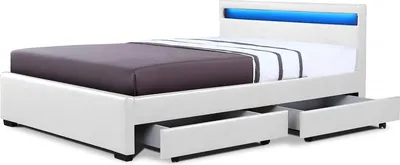 Produktbild von LED-Bett mit 4 Schubladen "Nico" - 160 x 200 cm - Weiß