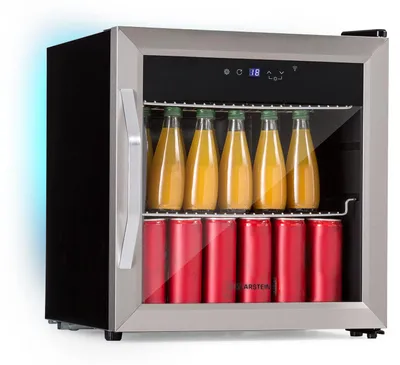 Produktbild von Klarstein Kühlschrank, Getränkekühlschrank mit Glastür, Minikühlschrank Lautlos mit 2 Ablagen & App-Steuerung, Outdoor Kühlschrank, Kleiner Kühlschrank für Zimmer, Minibar 0-13°C, Bierkühlschrank 50 L