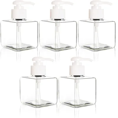 Produktbild von Set mit 5 wiederbefüllbaren Kunststoff-Pumpflaschen, 250 ml (transparent)