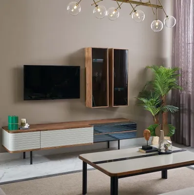Obrázok produktu pre Nástenný TV stojan RTV lowboard sideboard hnedá drevená skrinka moderná
