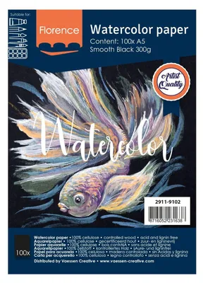 Obrázek produktu pro Florence | Aquarellpapier hladký A5 300g Schwarz 100ks