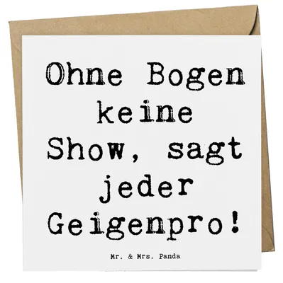 Produktbild von Mr. & Mrs. Panda Glückwunschkarte Spruch Geige Bogen - Weiß - Geschenk, Folklore, Instrument, Lernen, Grußkarte, Klappkarte, Musik, Violinist, faltkarte, doppelkarte