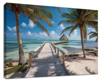 Image de Peinture murale sur toile représentant un paysage tropical