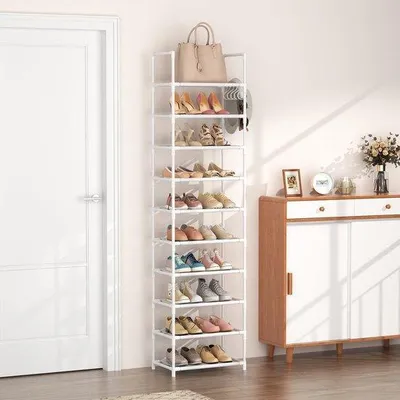 Produktbild von Schuhregal mit 10 Ebenen - Schuhschublade - für 20-25 Paar Schuhe - weiß