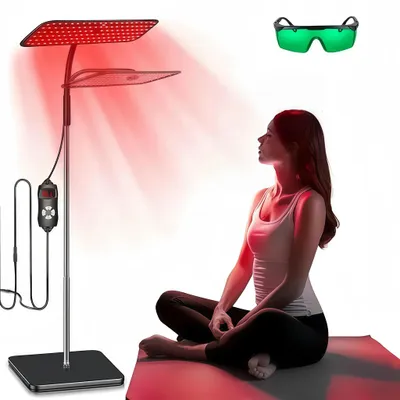 Produktbild von 126 LEDs Rotlichtlampe Stehlampe,660 nm Rotlicht und 850nm und 940nm Nahinfrarot lichttherapielampe,360°-Einstellbar, 3 Modi & 5 Helligkeitsstufen