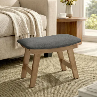 Produktbild von SONGMICS Sitzhocker Fußhocker Polsterhocker aus Holz 39,1 x 24,9 x 30 cm Grau