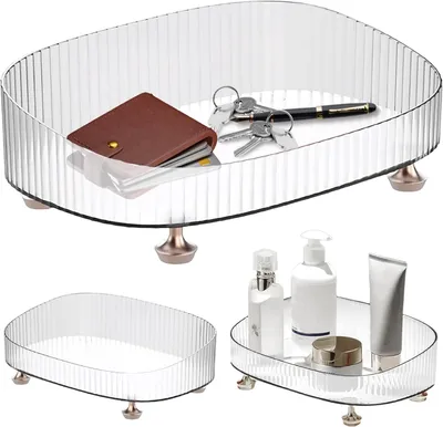 Obrázek produktu pro Průhledná miska na parfémy – 27,9 × 17,8 × 7,6 cm – toaletní stolek/kosmetika – svíčky/kosmetika – čistý design