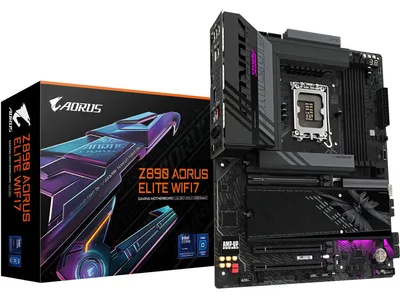 Produktbild von GIGABYTE Z890 AORUS ELITE WIFI7 Mainboard - Unterstützt Intel Core Ultra (Serie 2) CPUs, 16+1+2 Phasen VRM, bis zu 8800MHz DDR5 (OC), 1xPCIe 5.0 + 3xPCIe 4.0, Wi-Fi 7, 2.5GbE LAN, Thunderbolt 4, Intel, LGA 1851 (Socket V1), Intel Core Ultra (Series 2), LGA 1851, 256 GB, DDR5-SDRAM