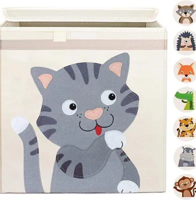 Produktbild von Famanu Aufbewahrungsbox - 15 Motive I Spielzeugkiste mit Deckel I Faltbare Boxen für Kinderzimmer I Kallax-Einsatz (33x33x33) I Aufbewahrungskubus I