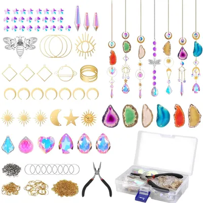 DIY Sonnenfänger Set, 168-teilig, Kristalle & Achatscheiben