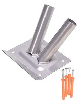 Produktbild von Aqbau Fahnenhalter Silber 2-Fach Fahnenmasthalter Fahnenmast Fahne Flagge